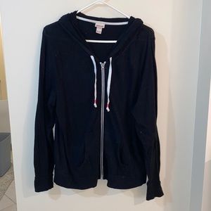 Black cotton zip up hoodie